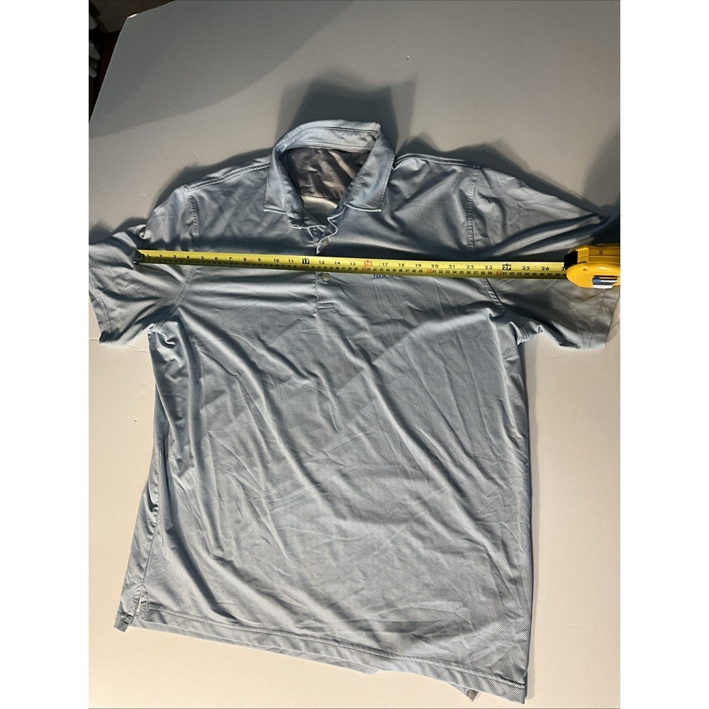 Johnnie-O Polo Shirt Mens XL Light Blue Performance Golf Farm Neck Logo - Picture 4 of 7